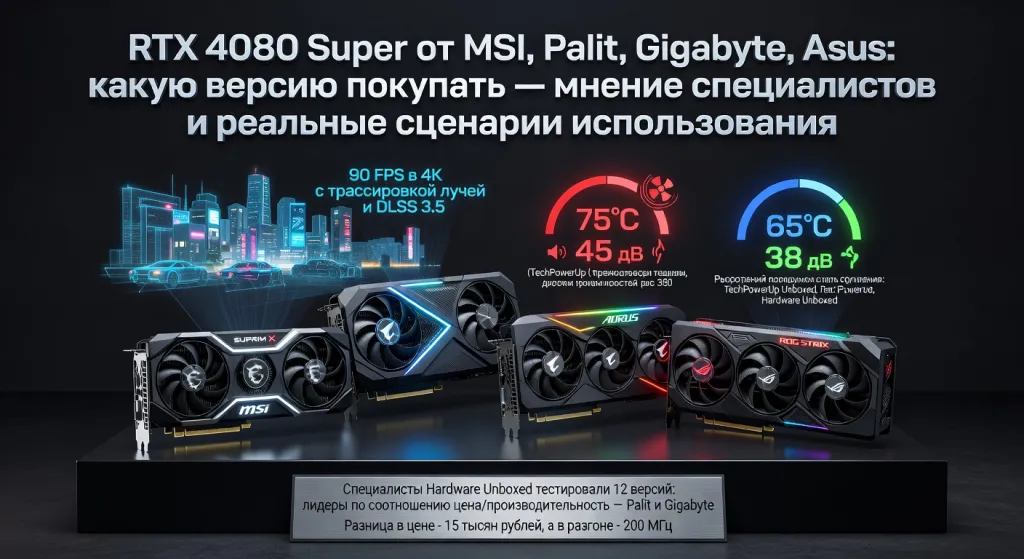 RTX 4080 Super от MSI, Palit, Gigabyte, Asus: какую версию покупать — мнение специалистов и реальные сценарии использования