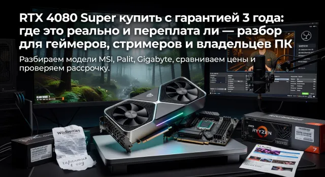 RTX 4080 Super купить с гарантией 3 года: где это реально и переплата ли — разбор для геймеров, стримеров и владельцев ПК