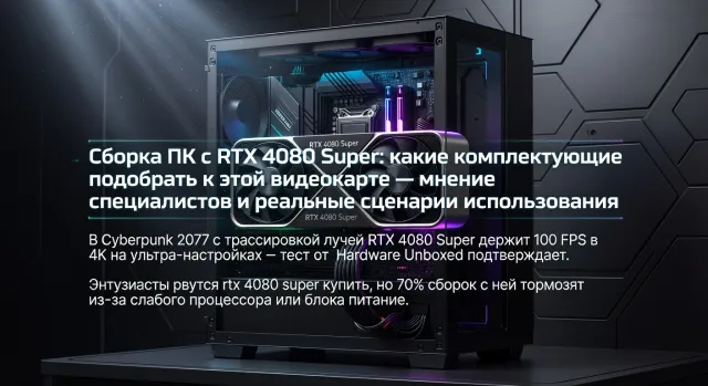 Сборка ПК с RTX 4080 Super: какие комплектующие подобрать к этой видеокарте — мнение специалистов и реальные сценарии использования