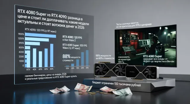 RTX 4080 Super vs RTX 4090: разница в цене и стоит ли доплачивать: какие модели актуальны и стоят своих денег в 2026
